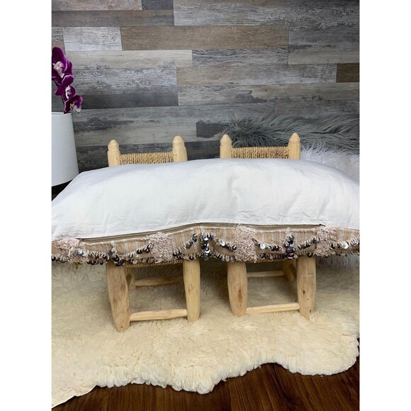 Moroccan Vintage Pillow Wedding Blanket Handira Lumbar Cushion 03YS00775 - Picture 8 of 10